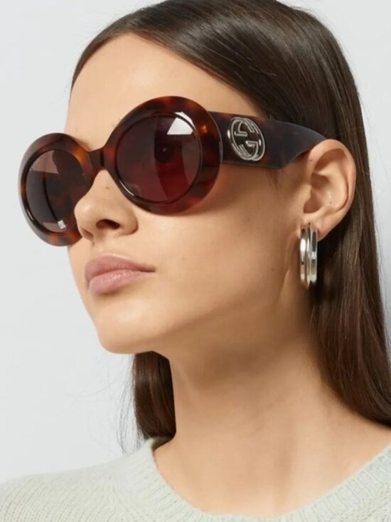 NWT Gucci GG1647S 009 Havana Brown Round Oversized Sunglasses Women main image 7
